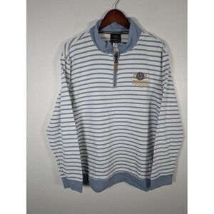 Disney Wish Inaugural Sailings Sweater Mens XL Blue White Stripe‎ Quarter Zip